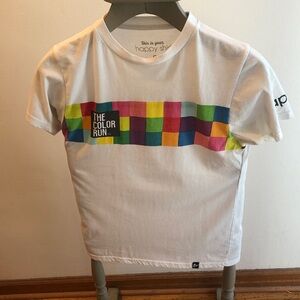 The color run event Kids' White Graphic Tee with Multicolor Print